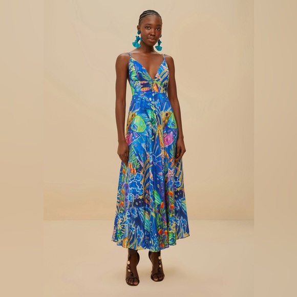 FARM Rio Dresses & Skirts - Farm Rio Blue Sea Life Sleeveless Maxi Dress